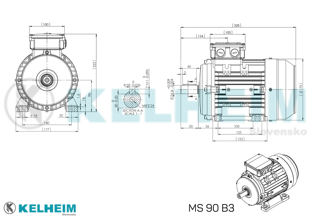 rozměrový výkres MS90B3